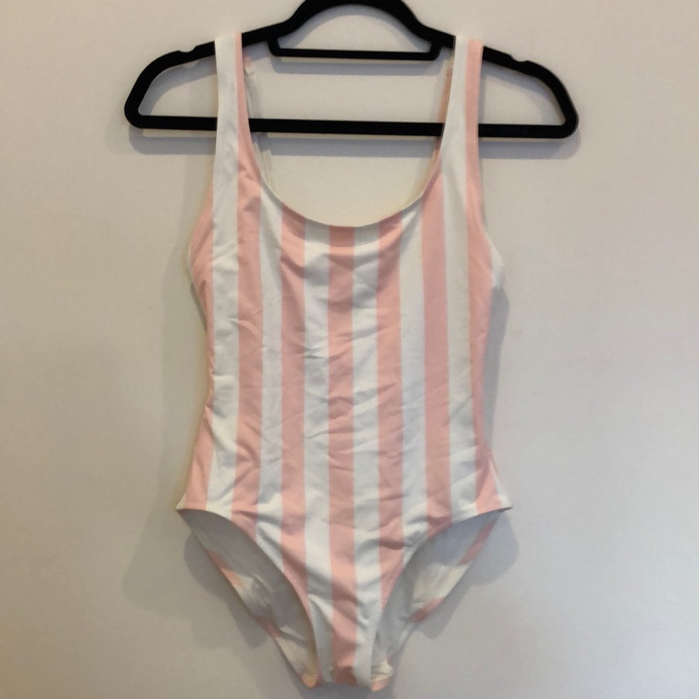 Solid and striped bathing suit